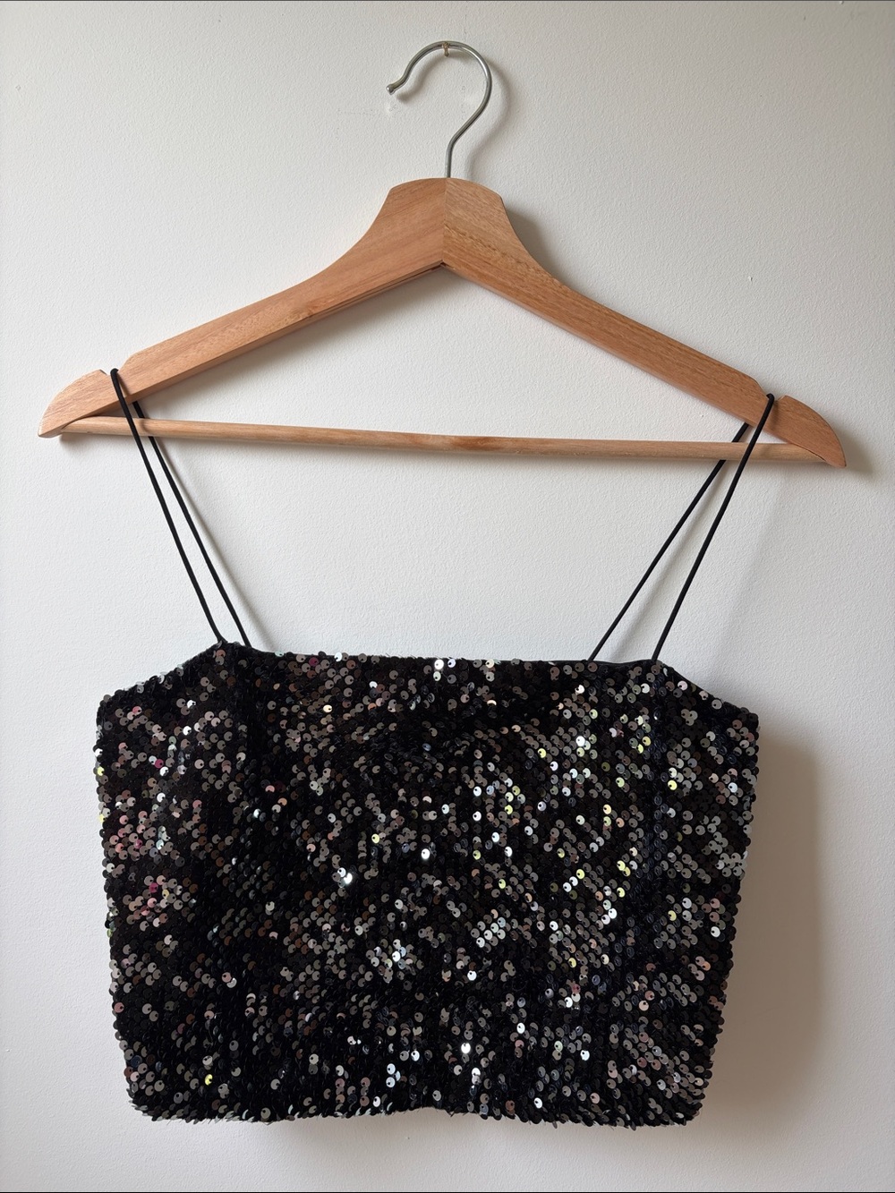 Black Sequin crop Top by Garage